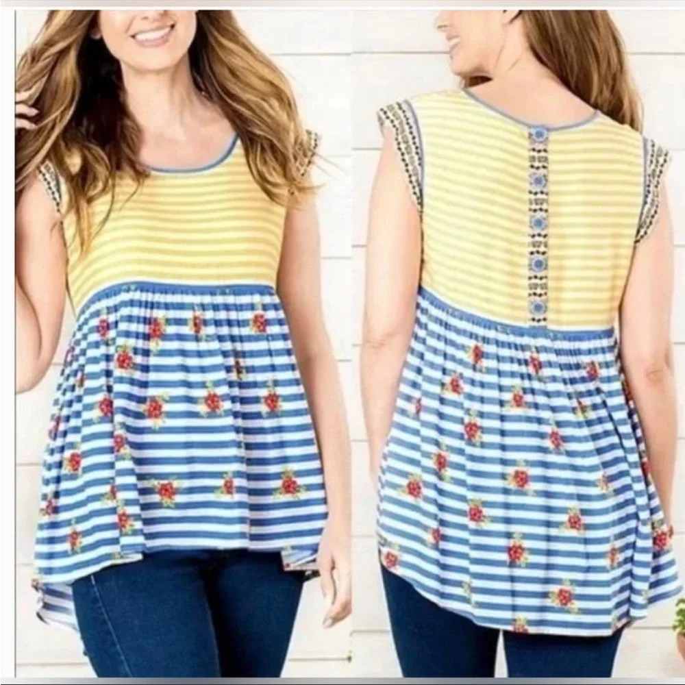 Matilda Jane On My Mind Striped Floral Babydoll Top